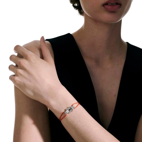 BRAZALETE NUDO AMOR PLATA SANTA CADENA CLÁSICA JOHN HARDY CORDÓN ALGODÓN NARANJA M-L - Imagen 3 de 6