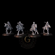 Norman Knights, Mounted, Swords X4: 28mm Unpainted Wargames & Diorama Miniatures