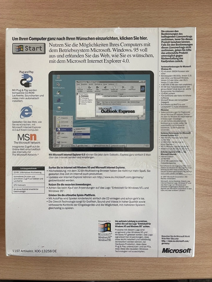 Microsoft Windows 95 Update DE | Neu & OVP | Internet Explorer 4.0 | Vintage Sam - Bild 2 von 2
