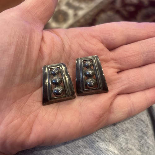Vintage Sterling 925 Taxco Modernist Earrings Mexico - Picture 5 of 12