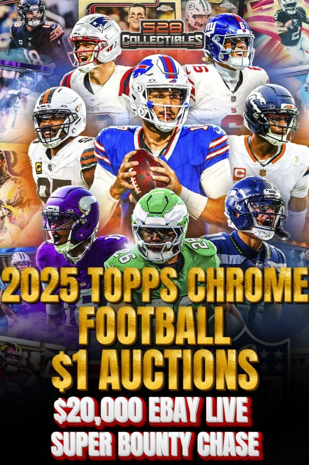 $1 Auctions! NEW! 2025 Topps Chrome Football breaks
