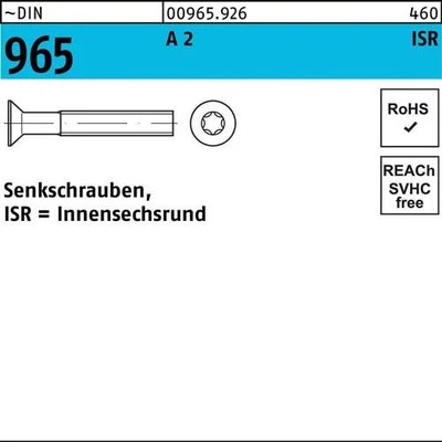 Senkschraube DIN 965 ISR M10x 16-T50 A 2 100 Stück
