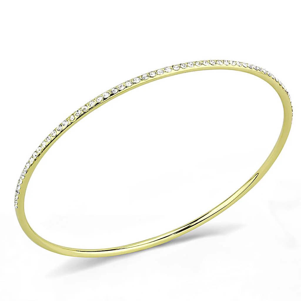 Women's Gold Plated Brass Bangle Crystal Clear - Just Because, Stocking Stuffer
