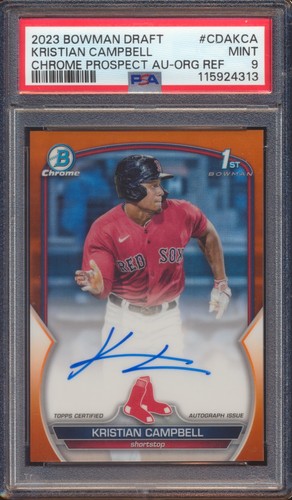 2023 BOWMAN CHROME KRISTIAN CAMPBELL ORANGE REFRACTOR AUTO AUTOGRAPH /25 PSA 9!
