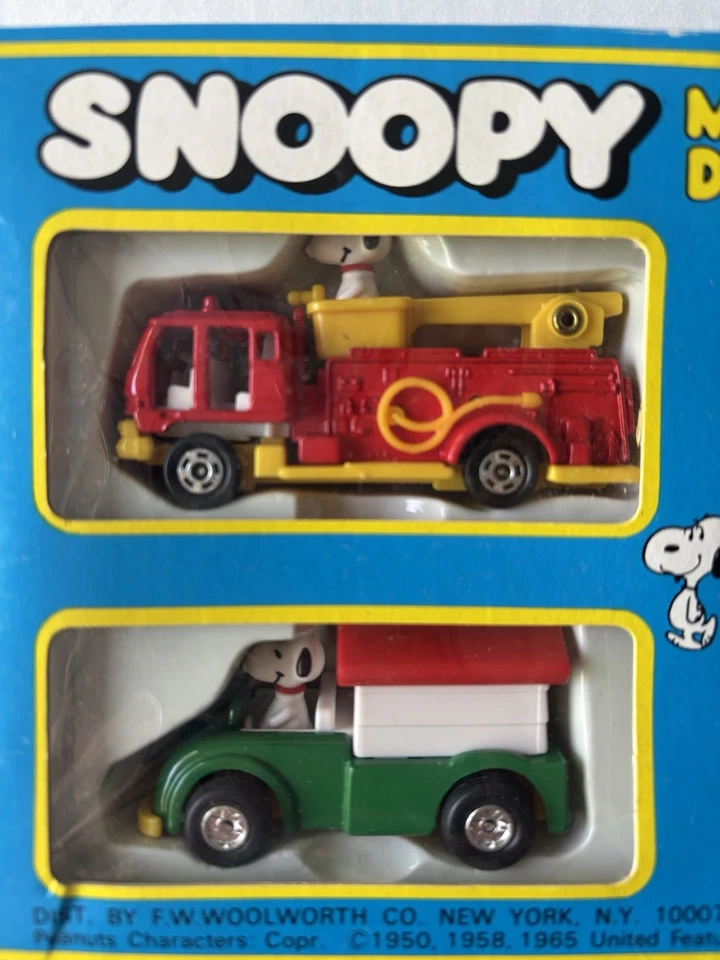 RARE Vintage Aviva Peanuts Snoopy mini diecast Set 1/64 Japan VHTF New in box - Image 3 of 4