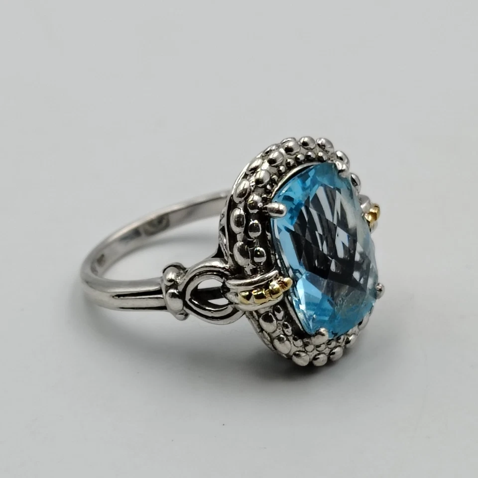 Phillip Gavriel Sterling Silver 925 18K Gold Accent Blue Topaz Ring Sz 7 - Image 3 of 4