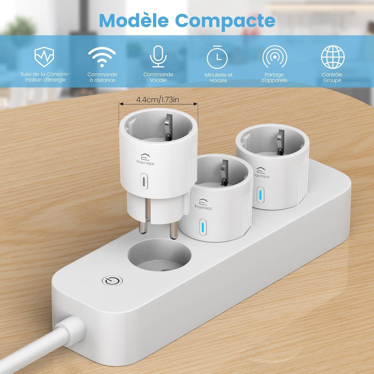 Prise connectée EIGHTREE 3680W ultra-mini blanche pour programmation domotique - 4