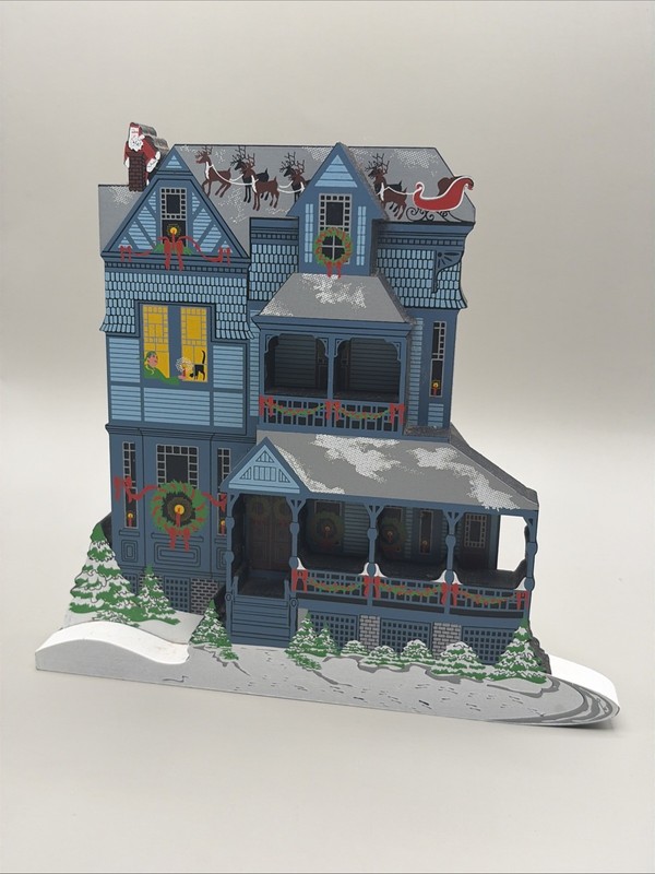 1998 Shelias NIGHT BEFORE CHRISTMAS House 7" Deco Signed 4678/7500 USA