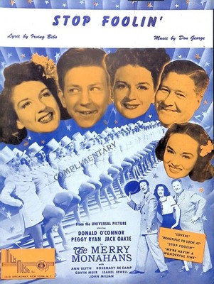 Stop Foolin Sheet Music The Merry Monahans Donald O'Connor Peggy Ryan 1944 Film