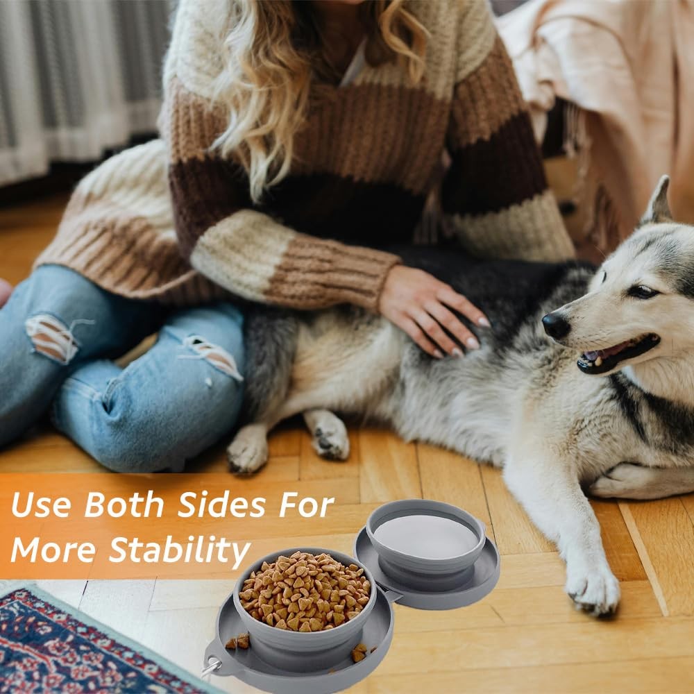 Ciotola Pieghevole Cani in Silicone Alimentare - Portatile con Moschettone - 2