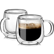 Large Double Walled Glass Coffee Mugs Beer Cups 24oz Set Of 2 Insulated Clear Bo