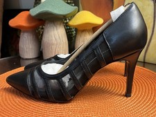 Charles David Mesh Pump Vane Black Sz 7.5M + Replacement High Heel Plugs