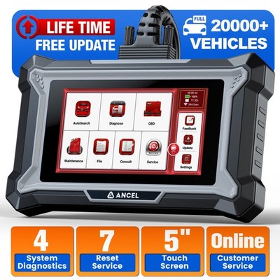 ANCEL DS100 OBD2 Scanner ABS SRS Check Engine Transmission Code Reader with 7 Re