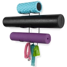 Wallniture Guru Wall Mount Yoga Mat Home Gym Equipment Resistance Bands and F...