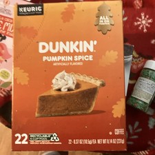 Dunkin' Donuts Medium Roast Keurig Coffee Pods Pumpkin Spice 22 Pods Exp 7/26