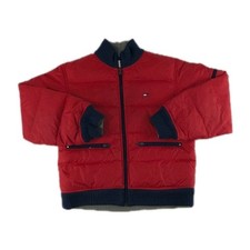 Tommy Hilfiger Youth Red Goose Down Puffer Coat S Small Winter Coat 00s Y2K