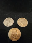 Three U.S. Silver Half Dollars 1946 Walking Liberty 1950-D Franklin 1964 Kennedy