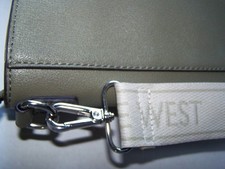 Nine West Women’s Crossbody Bag Handbag Olive Green Tan 9-West Word Strap NWOT