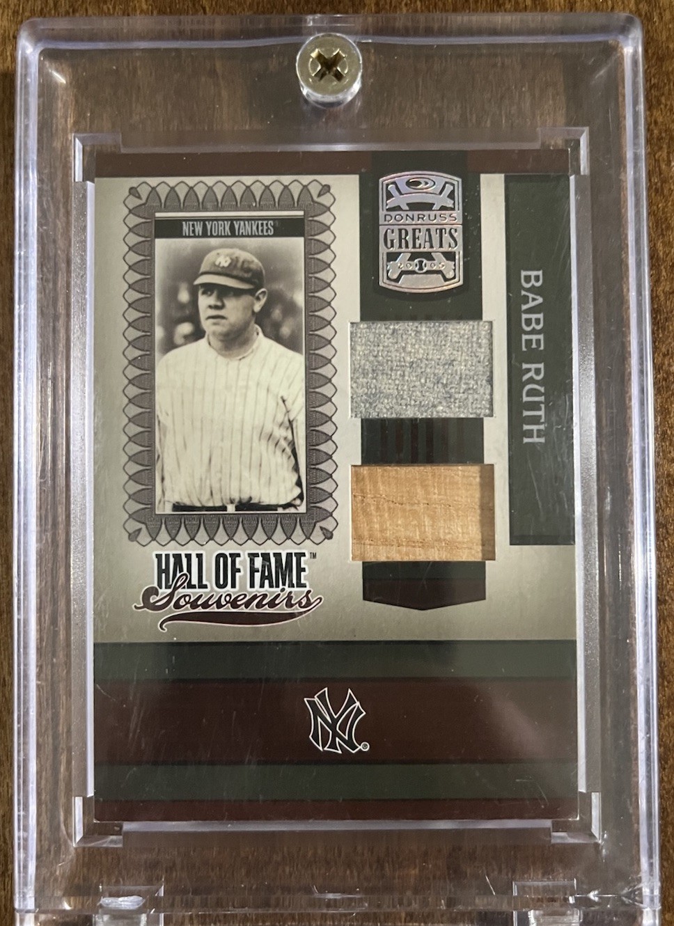 2005 Donruss Greats Babe Ruth Souvenirs Game Used Combo Dual Relic Bat Pants /50