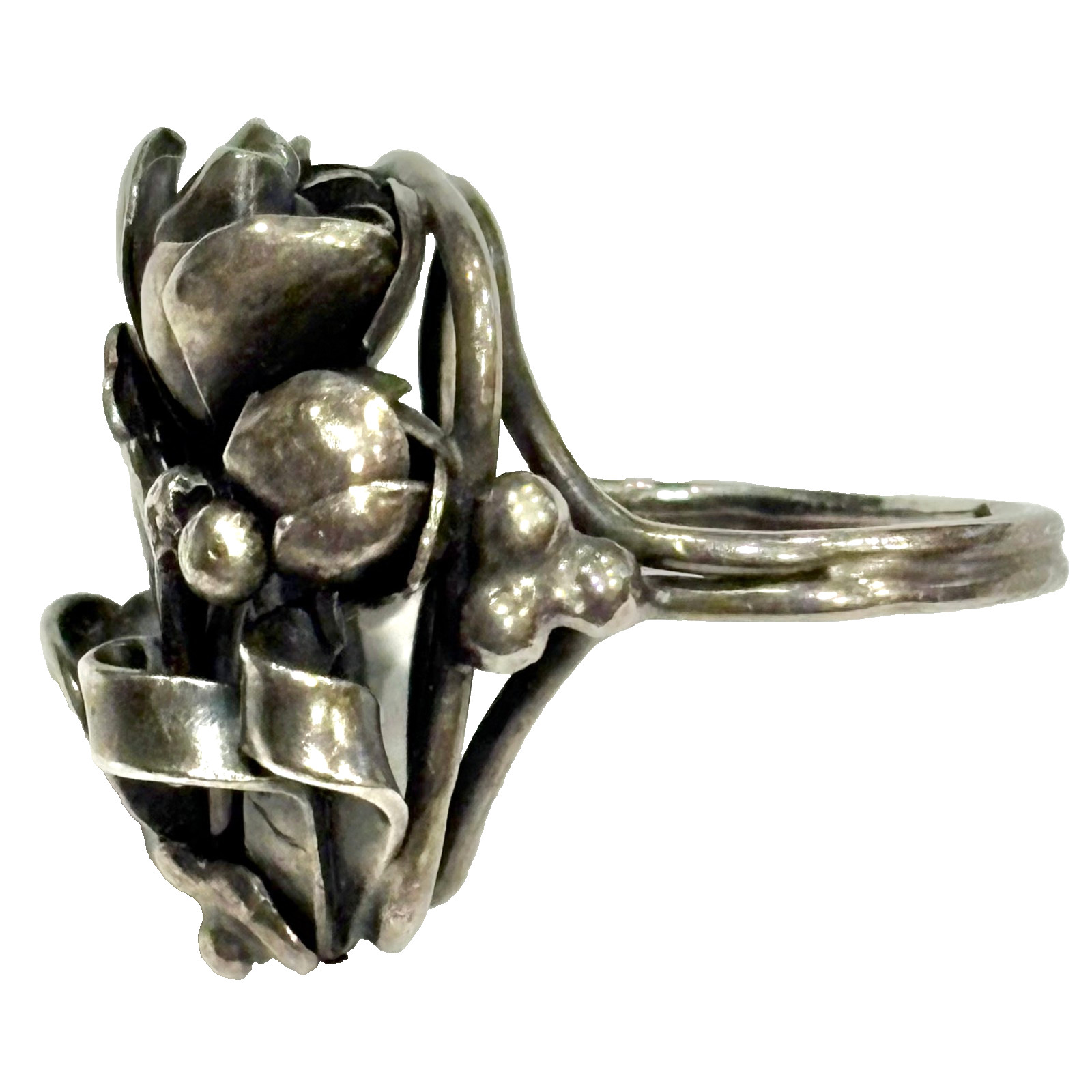 Solid Sterling Silver Sculpted Ring 8.64g Tulip V… - image 7