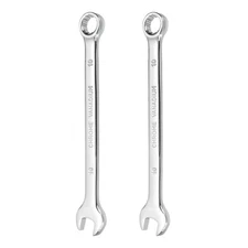 2Pcs Combination Wrench 10mm Metric 12-Point Box and Open End CR-V Steel Spanner