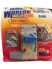 Worlds Smallest Matchbox Mini Playset 2 Bank With 3 Vehicles Toy Collectible