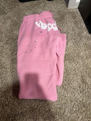 Yepa Women's Pink Graphic Fleece Jogger Sweatpants M Elastic Waist Cotton Blend