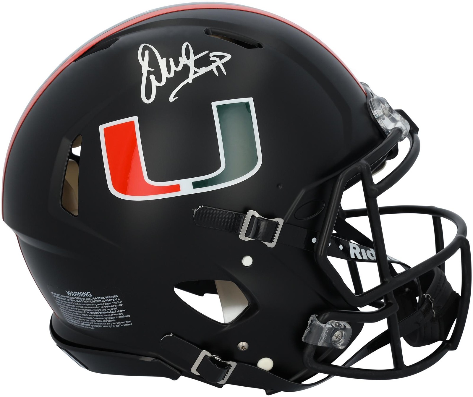 Warren Sapp Autographed Signed Miami Hurricanes Riddell Miami Nights Satin Authentic Helmet 
