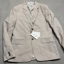 NWT H M Linen Blend Beige Youth Boys Blazer Suit Jacket Sz 20