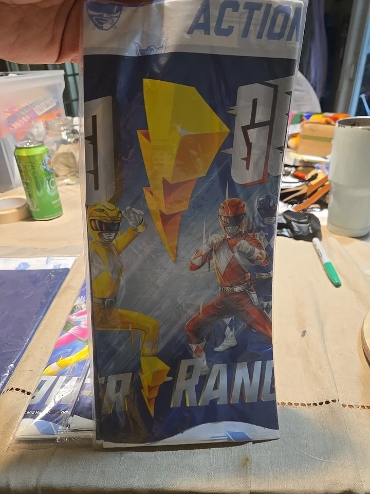 Cubierta de mesa de plástico clásica Power Rangers decoración de fiesta de cumpleaños 54"x96" Foto 2 de 3