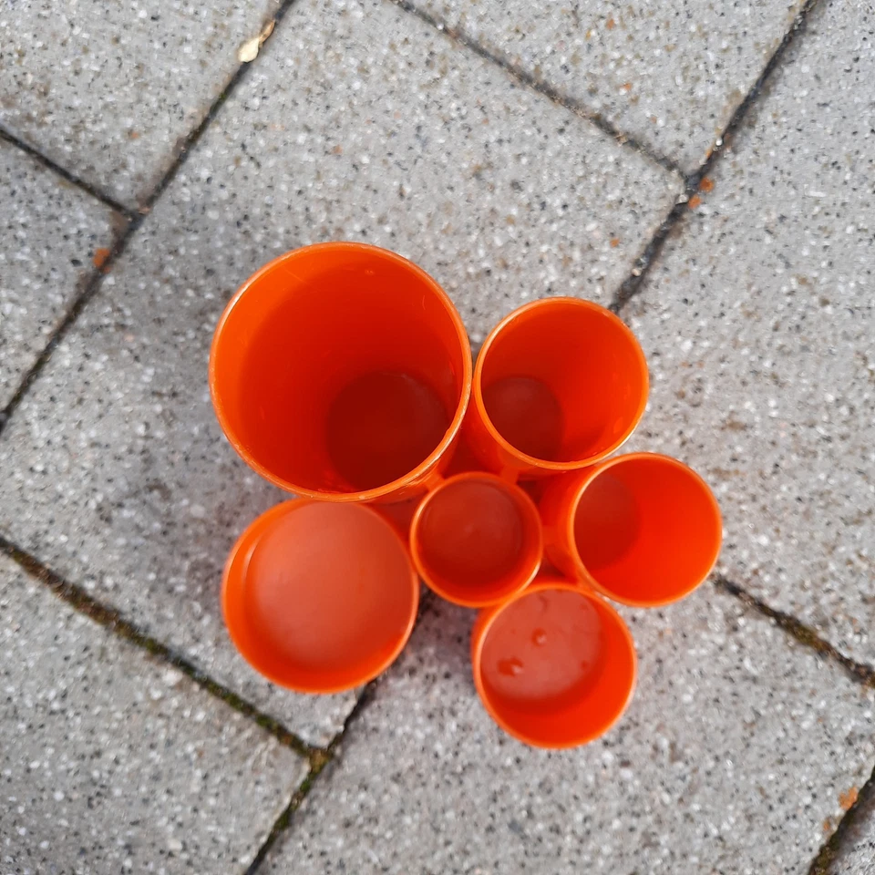 1970er Stiftehalter Utensilo orange Plastik Schreibtisch Ablagefäche - Bild 4 von 4