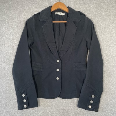 ICHI Koda Women's Black Blazer Size S Small Cotton Blend Metal Buttons