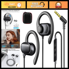 Open Ear Wired Headphones 3.5mm - Comfortable Earbuds with Microphone for PC, Ch