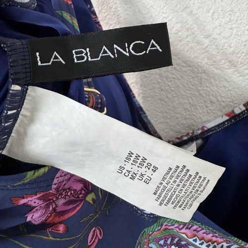 La Blanca einteiliger Badeanzug V-Ausschnitt vorne zum Binden Größe 18 W Paisley Urlaubsort - Bild 2 von 4