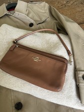 Vintage Coach Brown Leather, Double zip Wristlet.