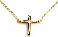 Incredible Chic 14K Yellow Gold Tiny Cross Necklace   Dainty Pendant for Women