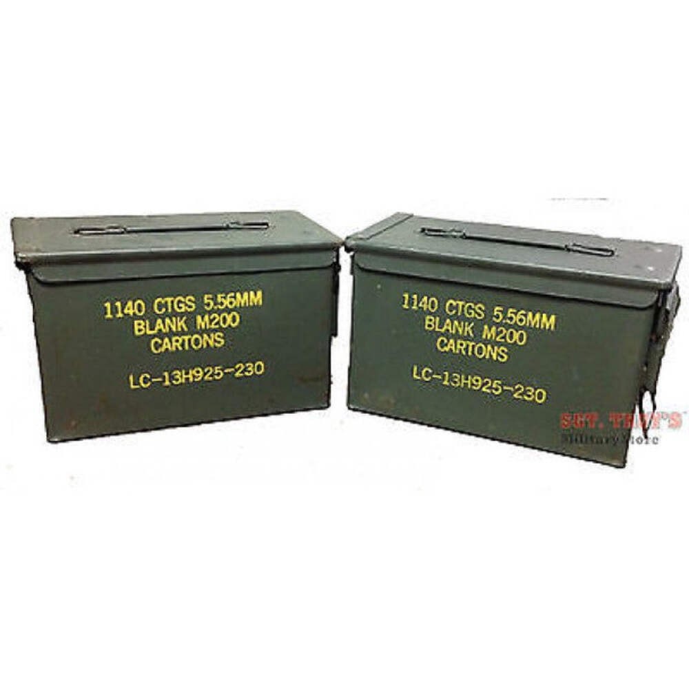 2 PACK Original .50 CALIBER 5.56mm AMMO CAN M2A1 50CAL METAL AMMO