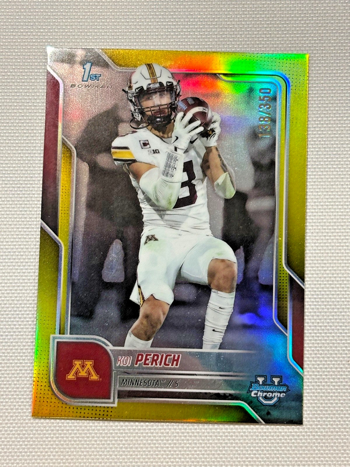 2025 Bowman University Chrome #116 Koi Perich Yellow Refractor #/350