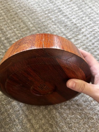 Vintage DANSK Rounded Salad Bowls Teak Wood Vintage MCM Malaysia Set Of 4 - Picture 17 of 17