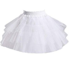Kids White Mini 3 Layers Wedding Flower Girl Petticoat/Underskirt/Crinoline S...