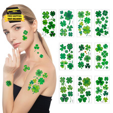 Hamuitci St Patricks Day Tattoos, Waterproof Green Shamrock Lucky Clover Tempora