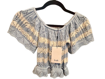 b+ab knit top size small blue and white brand new with tags