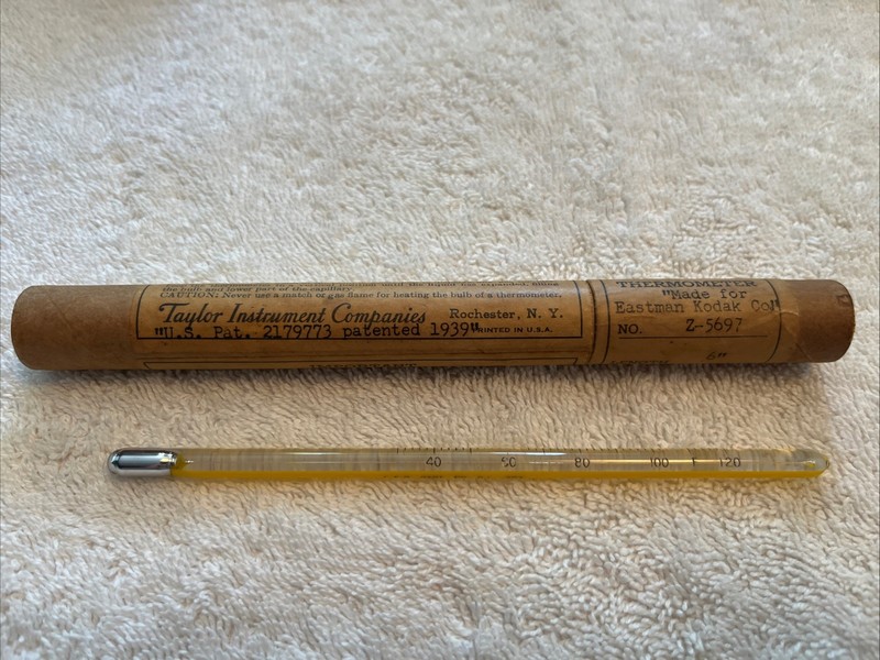 Taylor Instrument Co Etched Stem Thermometer Made For Eastman Kodak No Z-5697 6”