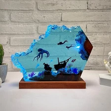 Ocean Lamp, Resin Ocean Lamp, Desk Resin Lamp, Night Lamp, Bedroom Decoration...
