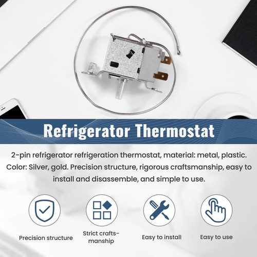 WPF22A 2 Pin Kuehlschrank Kuehlung Thermostat mit 30cm Metallschnur B3G44987 - Afbeelding 4 van 8