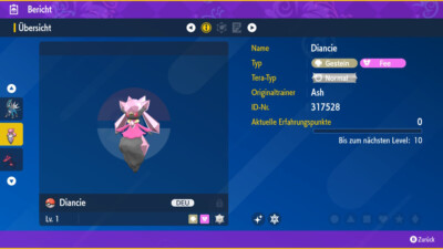 Shiny Diancie 6IV | LVL 1 | Nat Dex | Pokemon Karmesin / Purpur / Scarlet