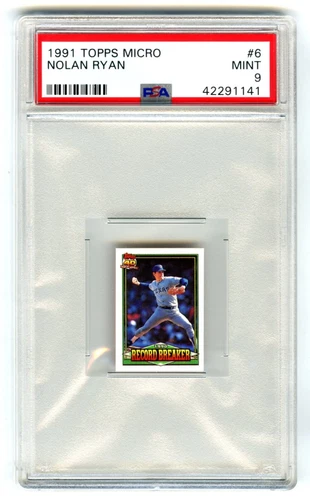 NOLAN RYAN~RARE (POP 42) 1991 TOPPS MICRO PSA-9 MINT GRADED MLB CARD #6~NEW CASE