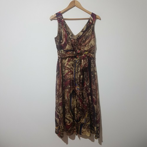 Silk Multicolored Fit And Flare Dress 