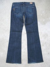 Paige Laurel Canyon Low Bootcut Jeans Women Sz 27 Blue Distressed Stretch L29.75