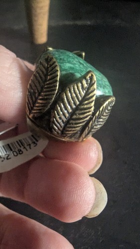 Nordstrom Carole Statement Ring - Jasper Stone nested by Brass-plated leaves - Picture 6 of 9